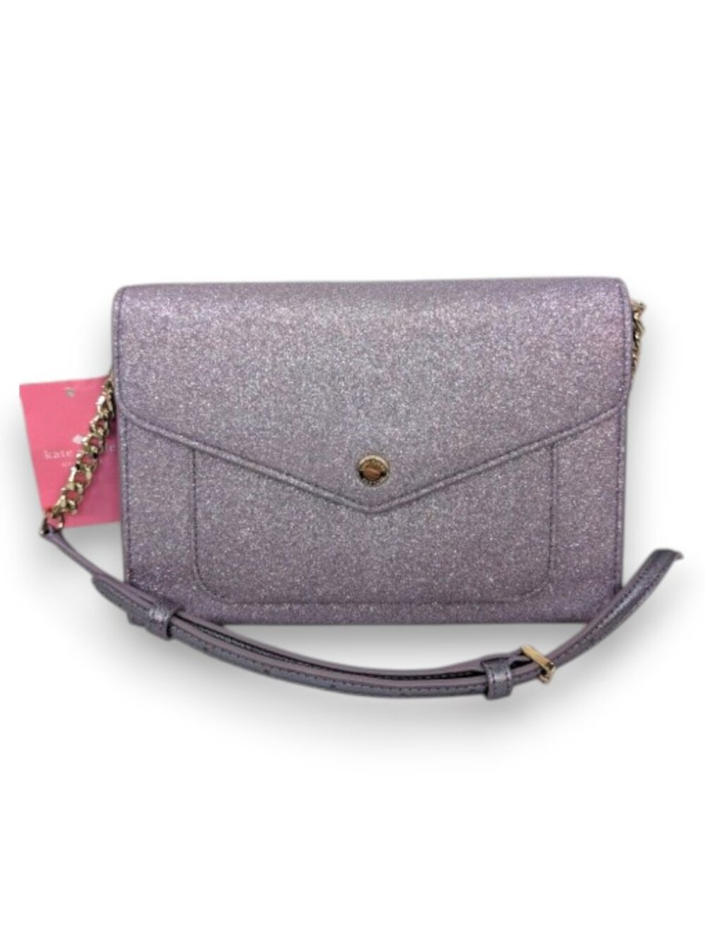 Kate Spade New York Purple Glitter Tinsel Crossbody Flap Bag NWT
